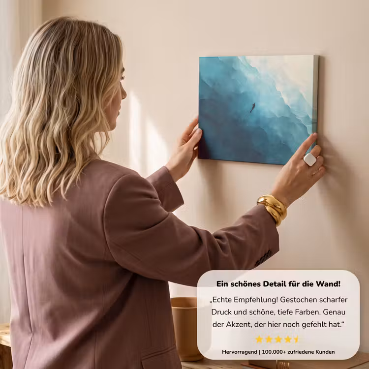 Zee - Silhouet - Abstract - Blauw canvas 2cm klein -sfeer3