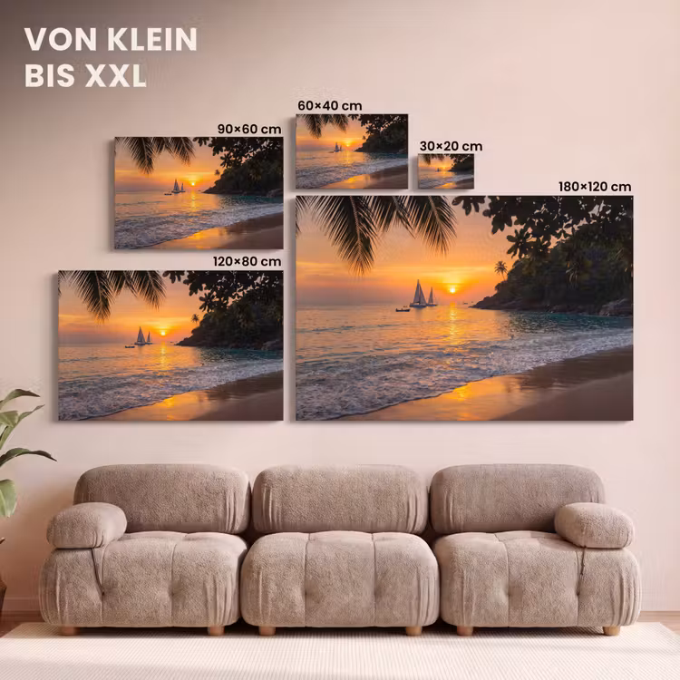 Zee - Zonsondergang - Boot - Natuur - Oranje canvas 2cm klein -Xsfeer8_DE