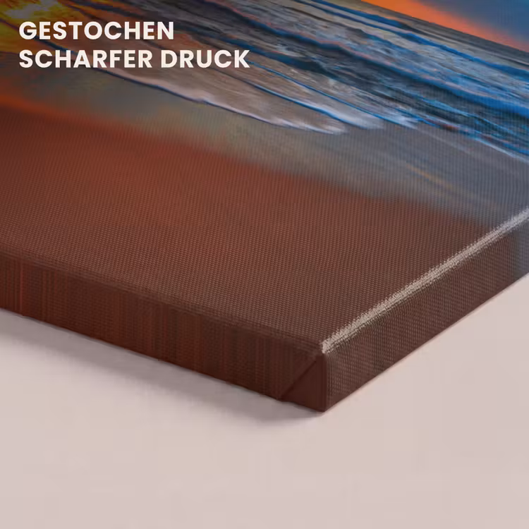Zee - Zonsondergang - Strand - Wolken - Oranje canvas 2cm klein -closeup_print_DE