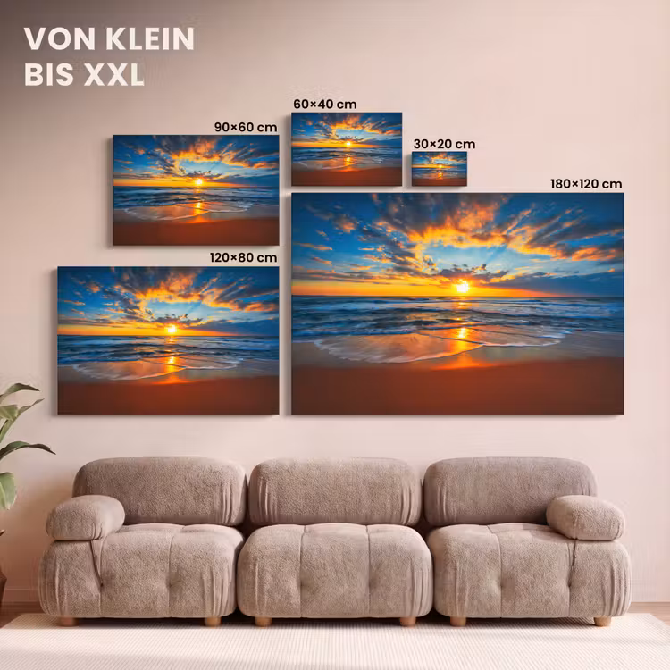 Zee - Zonsondergang - Strand - Wolken - Oranje canvas 2cm klein -Xsfeer8_DE