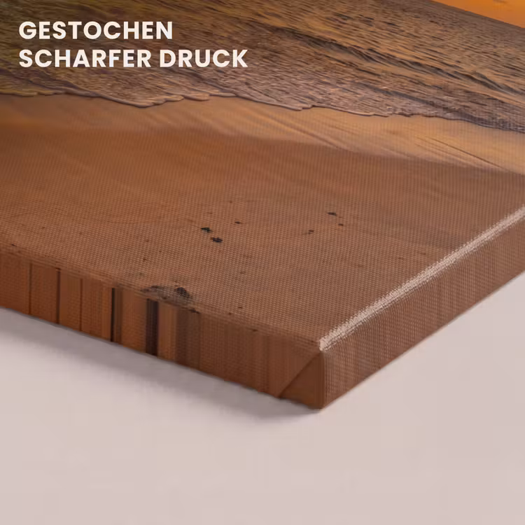 Zee - Zonsondergang - Golven - Kust - Oranje canvas 2cm klein -closeup_print_DE