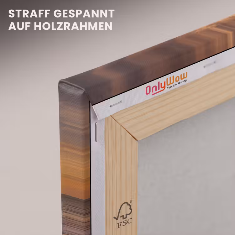 Zee - Zonsondergang - Golven - Kust - Oranje canvas 2cm klein -uniquesellingpoint_afwerking-onlywow_DE