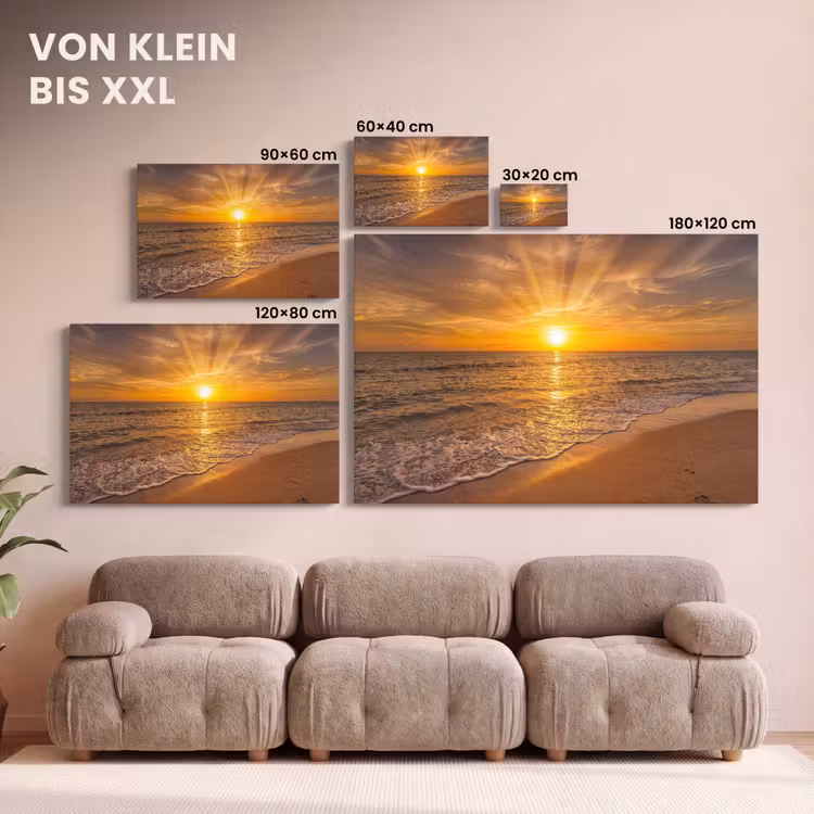 Zee - Zonsondergang - Golven - Kust - Oranje canvas 2cm klein -Xsfeer8_DE
