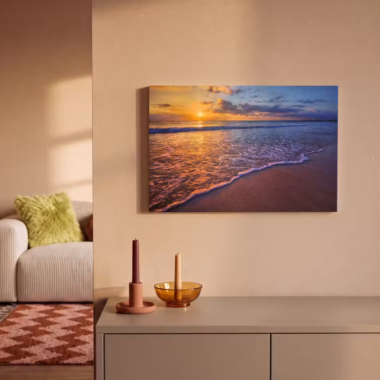 Zee - Strand - Zonsondergang - Wolken - Horizon canvas 2cm klein -sfeer1