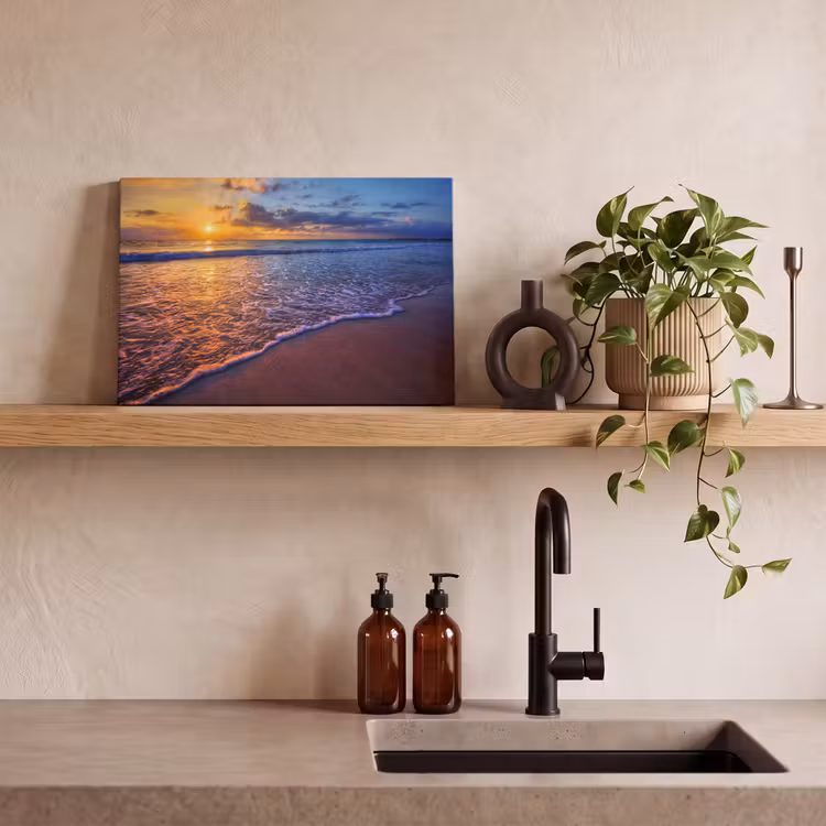 Zee - Strand - Zonsondergang - Wolken - Horizon canvas 2cm klein -sfeer3
