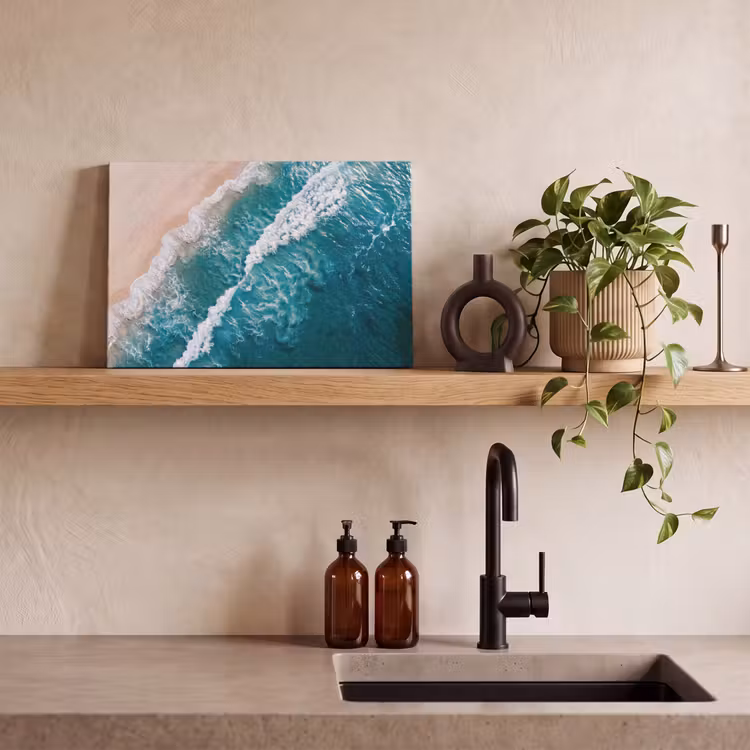 Zee - Strand - Golven - Natuur - Blauw canvas 2cm klein -sfeer3