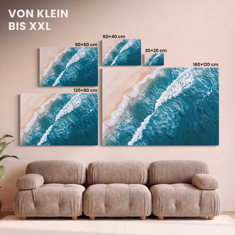 Zee - Strand - Golven - Natuur - Blauw canvas 2cm klein -Xsfeer8_DE