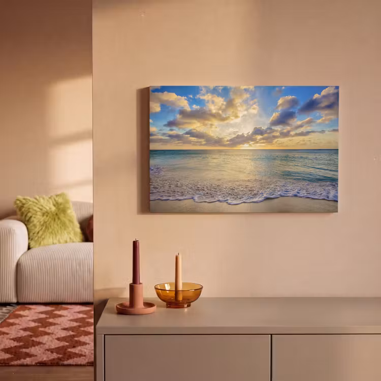 Zee - Strand - Wolken - Zon canvas 2cm klein -sfeer1