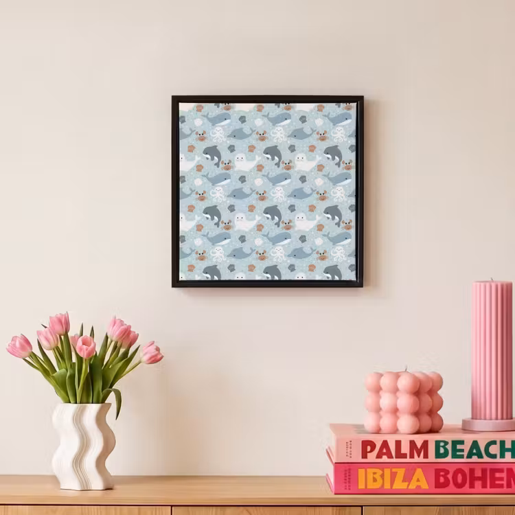 Oceaan - Walvis - Zeehond - Krab Canvas met baklijst klein 1124 -atmosphere_sfeer1_global