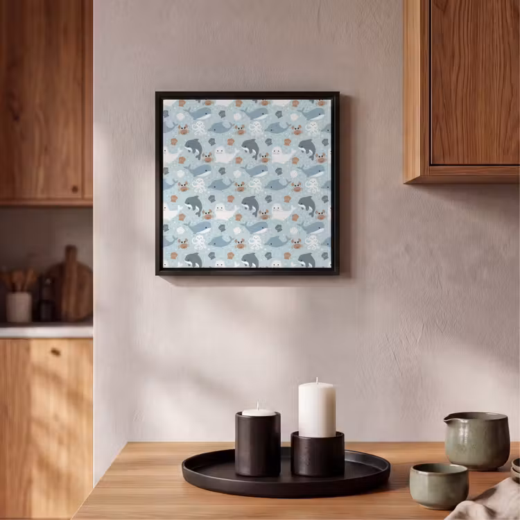 Oceaan - Walvis - Zeehond - Krab Canvas met baklijst klein 1124 -atmosphere_sfeer2_global