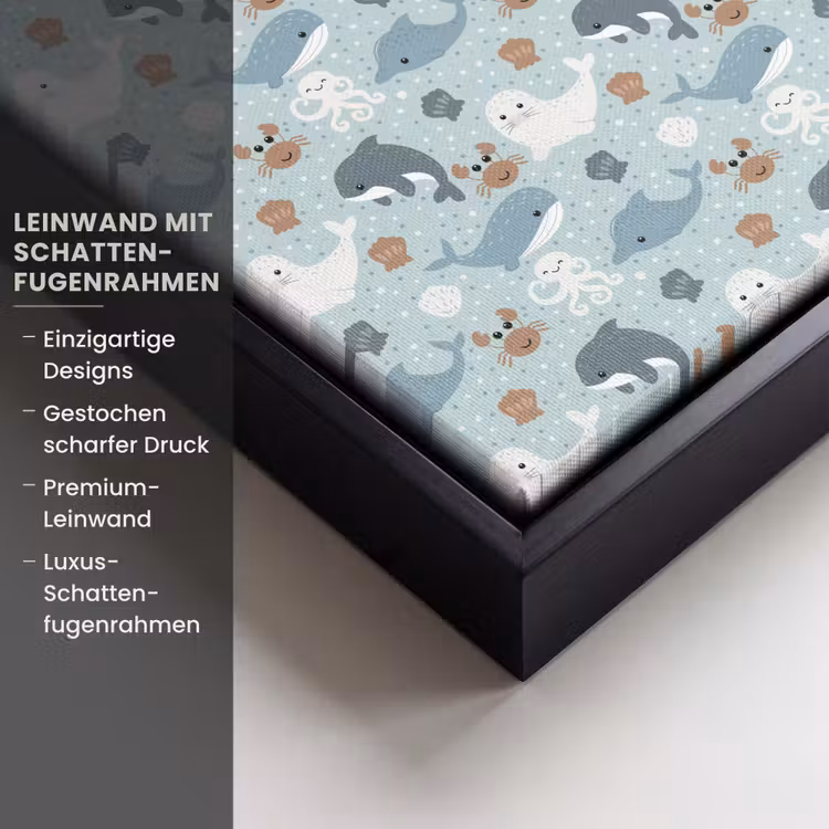 Oceaan - Walvis - Zeehond - Krab Canvas met baklijst klein 1124 -uniquesellingpoint_productkenmerken_DE