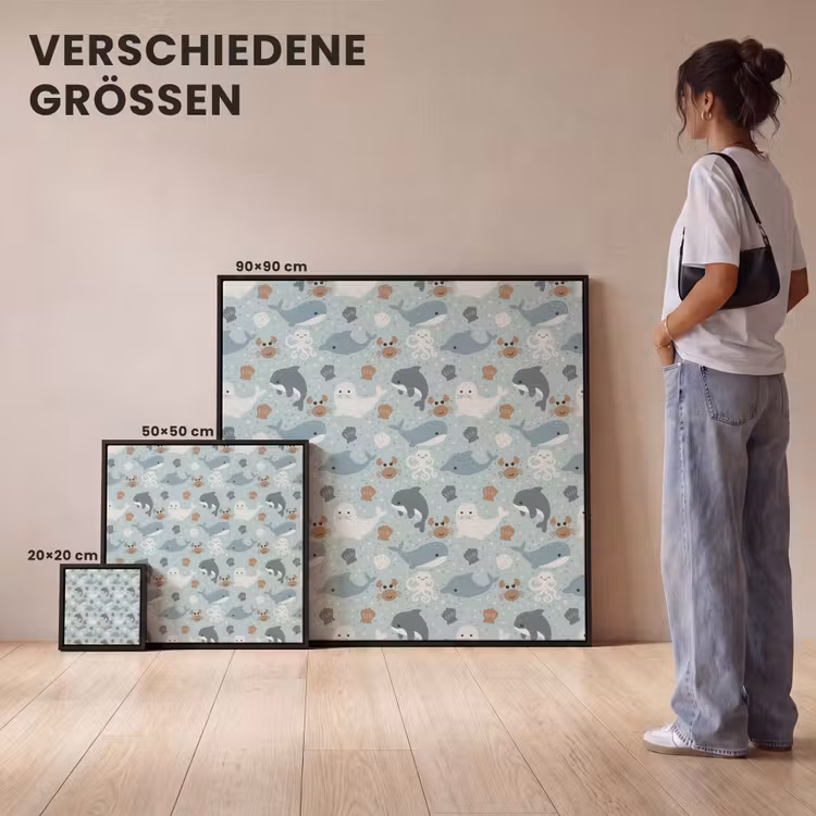 Oceaan - Walvis - Zeehond - Krab Canvas met baklijst klein 1124 -comparison_formatenoverzicht_DE