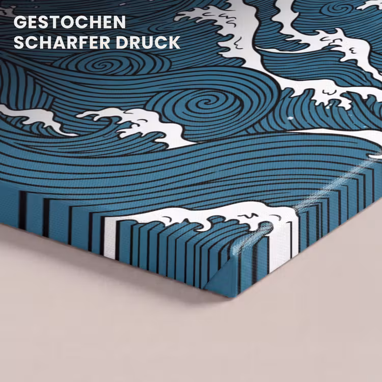 Zee - Golven - Japans - Natuur - Blauw canvas 2cm klein -closeup_print_DE