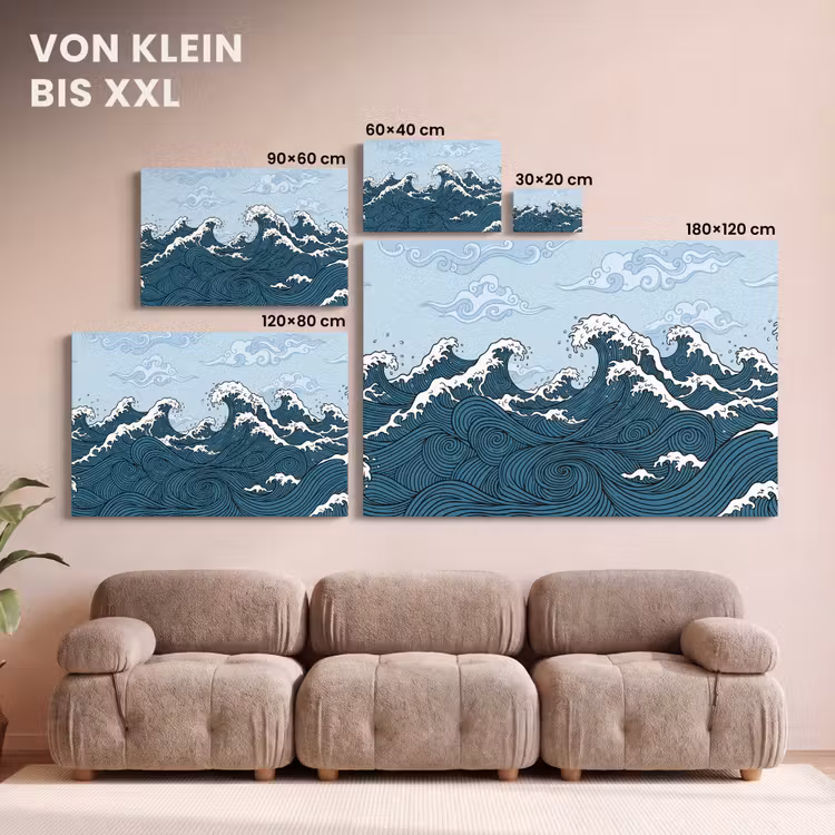 Zee - Golven - Japans - Natuur - Blauw canvas 2cm klein -Xsfeer8_DE