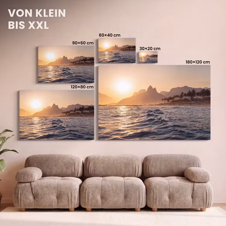 Zee - Golven - Zonsondergang - Kust - Goud canvas 2cm klein -Xsfeer8_DE
