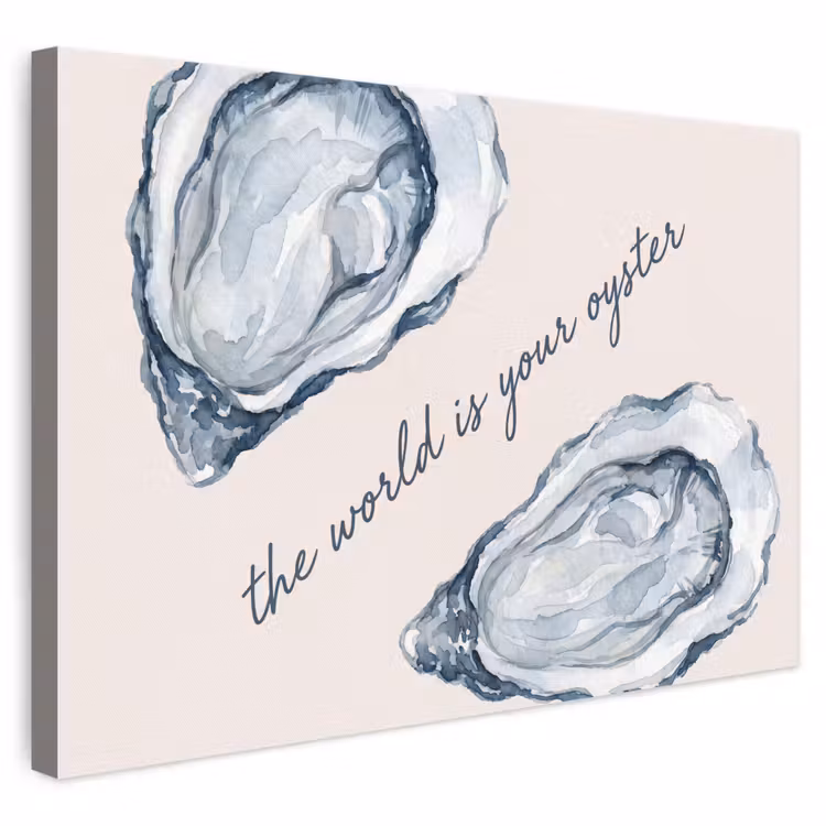 Zeeleven - Oester - Aquarel - Minimalistisch - Blauw canvas 2cm klein -3d