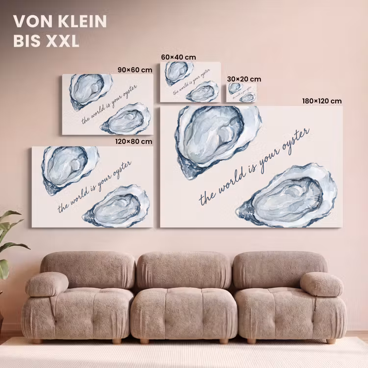 Zeeleven - Oester - Aquarel - Minimalistisch - Blauw canvas 2cm klein -Xsfeer8_DE