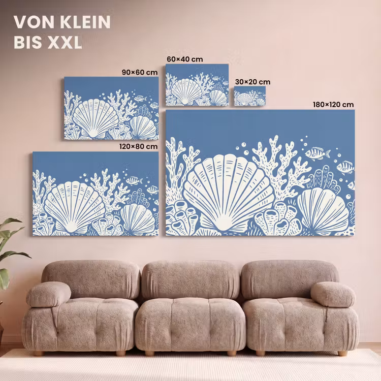 Zeeleven - Koraal - Schelp - Vis - Illustratie - Onderwater canvas 2cm klein -Xsfeer8_DE
