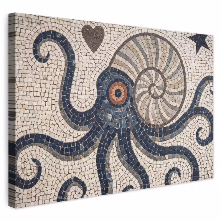 Zeeleven - Mozaïek - Kunst - Vintage - Beige canvas 2cm klein -3d