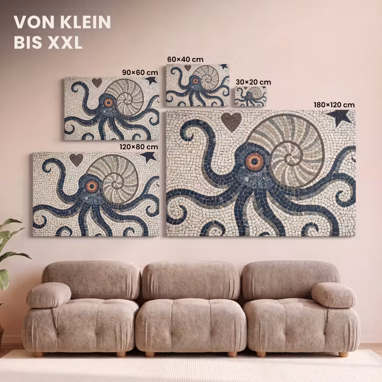 Zeeleven - Mozaïek - Kunst - Vintage - Beige canvas 2cm klein -Xsfeer8_DE