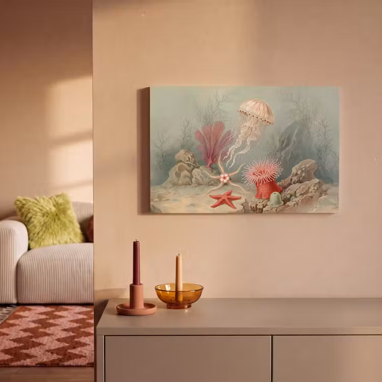 Zeeleven - Kwal - Onderwater - Illustratie - Beige canvas 2cm klein -sfeer1