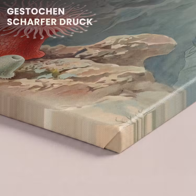 Zeeleven - Kwal - Onderwater - Illustratie - Beige canvas 2cm klein -closeup_print_DE