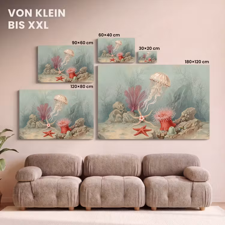 Zeeleven - Kwal - Onderwater - Illustratie - Beige canvas 2cm klein -Xsfeer8_DE