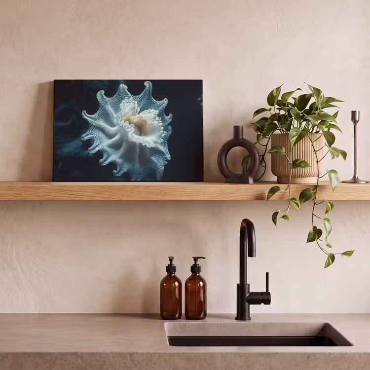 Zeewezen - Wit - Golven - Water canvas 2cm klein -sfeer6