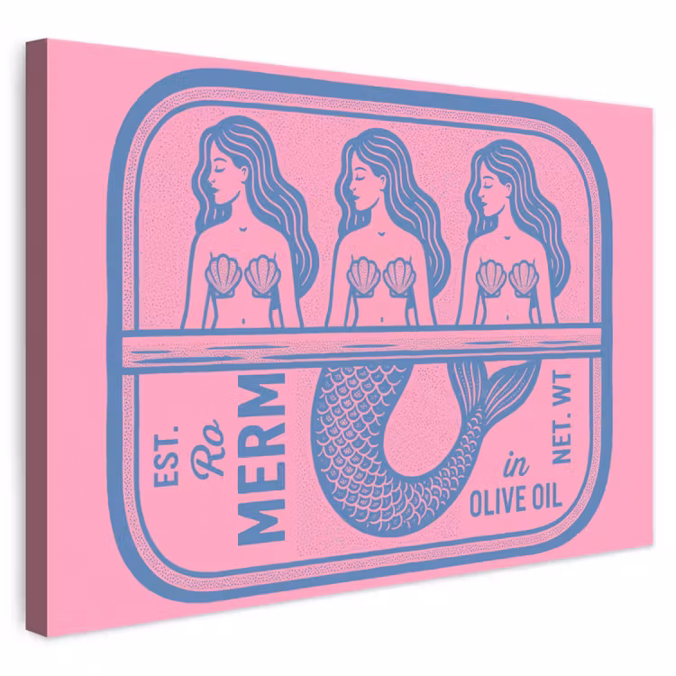 Meermin - Sardineblik - Illustratie - Roze - Retro canvas 2cm klein -3d
