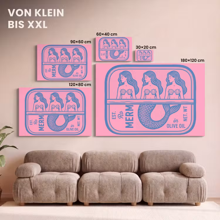 Meermin - Sardineblik - Illustratie - Roze - Retro canvas 2cm klein -Xsfeer8_DE
