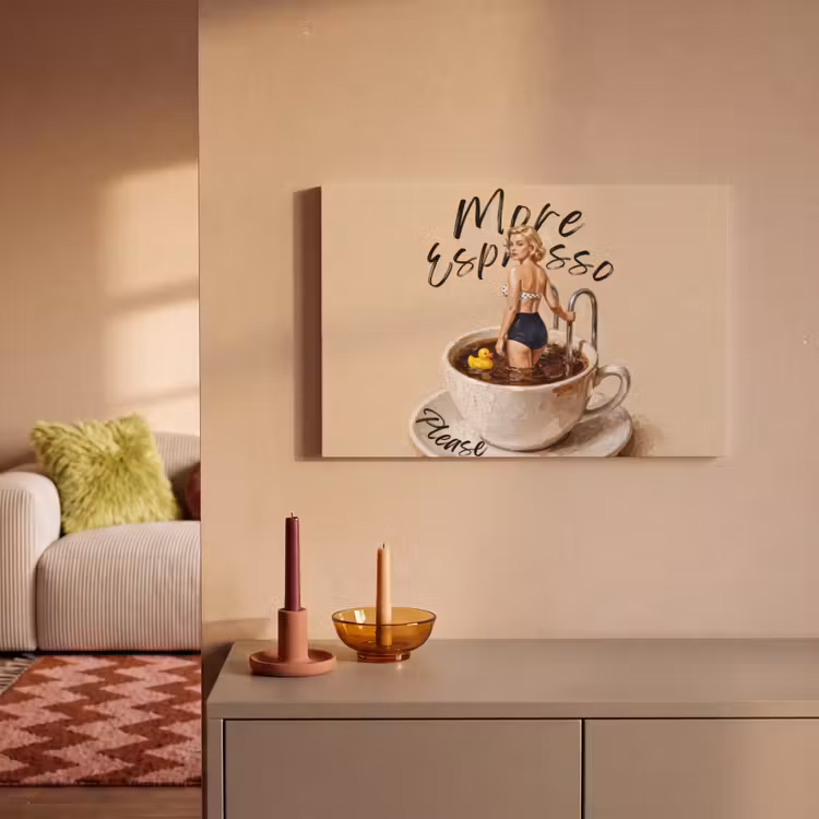 More espresso - Koffie - Eend canvas 2cm klein -sfeer1