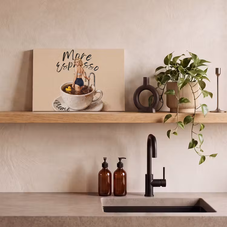More espresso - Koffie - Eend canvas 2cm klein -sfeer3