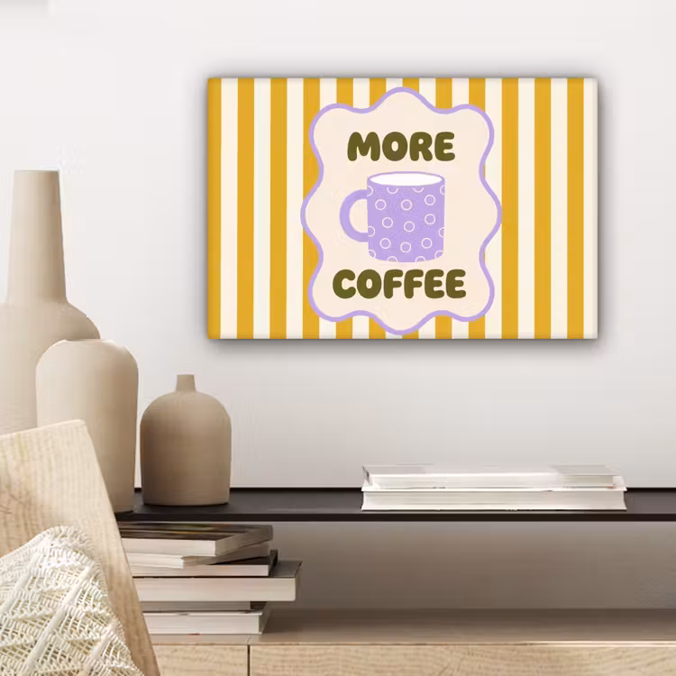 More coffee - Geel - Paars - Strepen - Mok canvas 2cm klein -closeup_print_DE