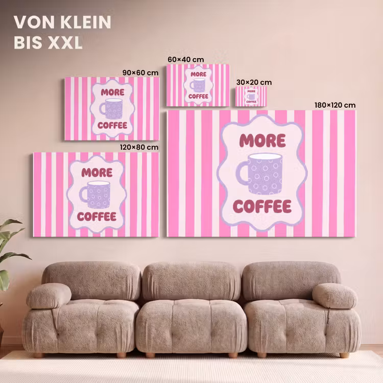 More coffee - Roze - Paars - Strepen - Mok canvas 2cm klein -Xsfeer8_DE