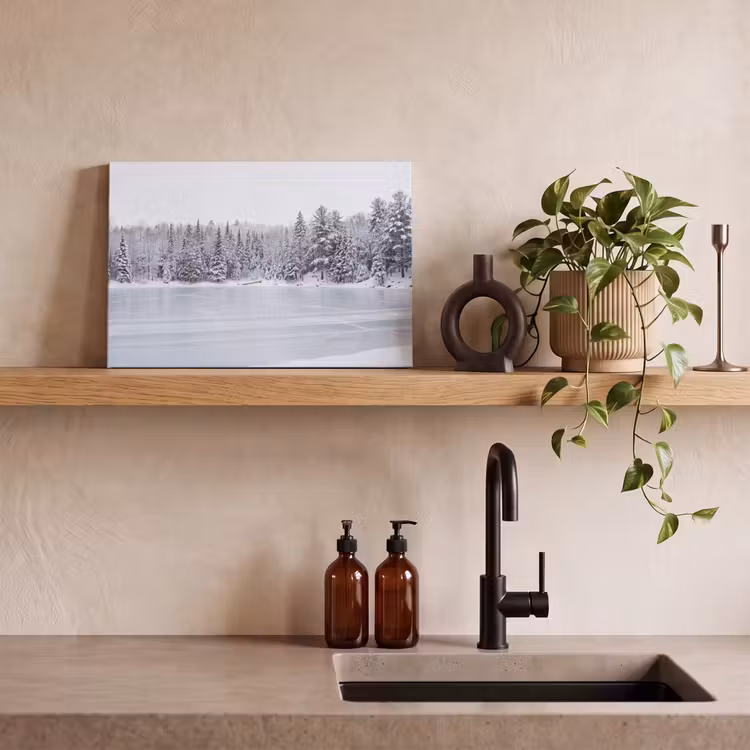 Meer - Dennen - IJs - Winter - Rustgevend canvas 2cm klein -sfeer6