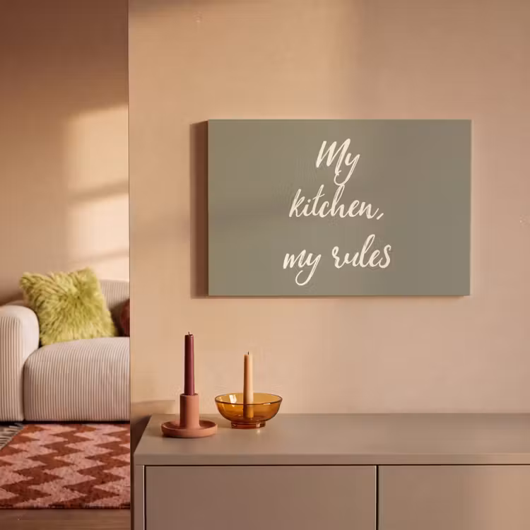 My kitchen, my rules - Spreuken - Quotes canvas 2cm klein -sfeer1