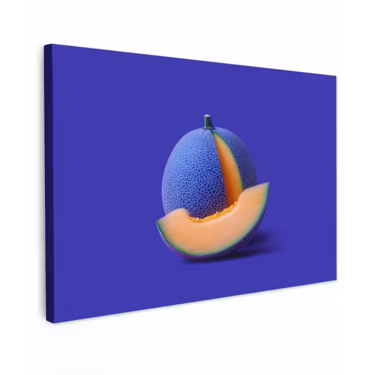 Meloen - Blauw - Oranje - Kunstzinnig canvas 2cm klein -z3d