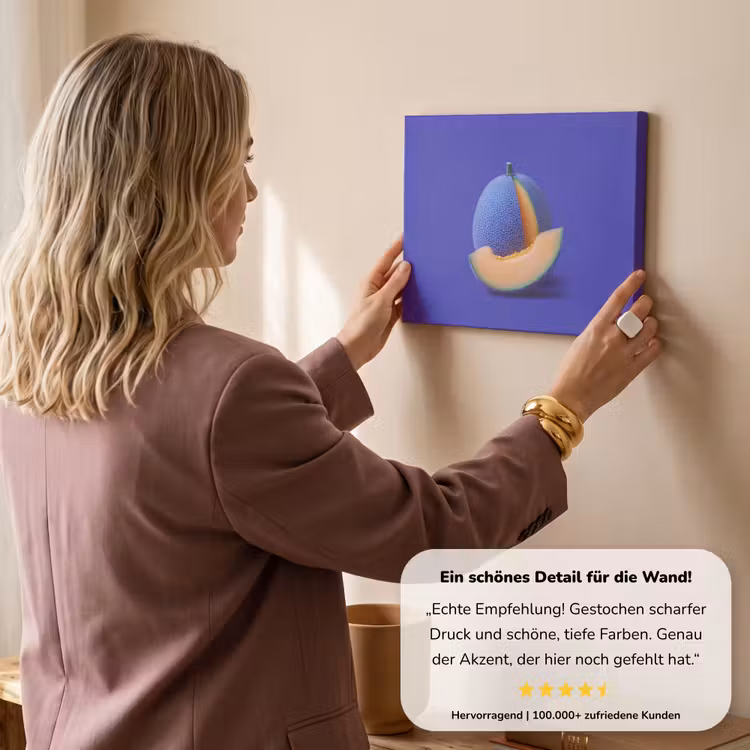 Meloen - Blauw - Oranje - Kunstzinnig canvas 2cm klein -sfeer3