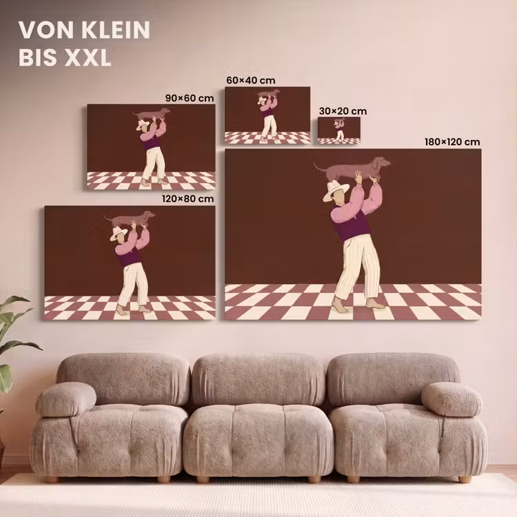 Mens - Hond - Dieren - Abstract - Roze canvas 2cm klein -Xsfeer8_DE