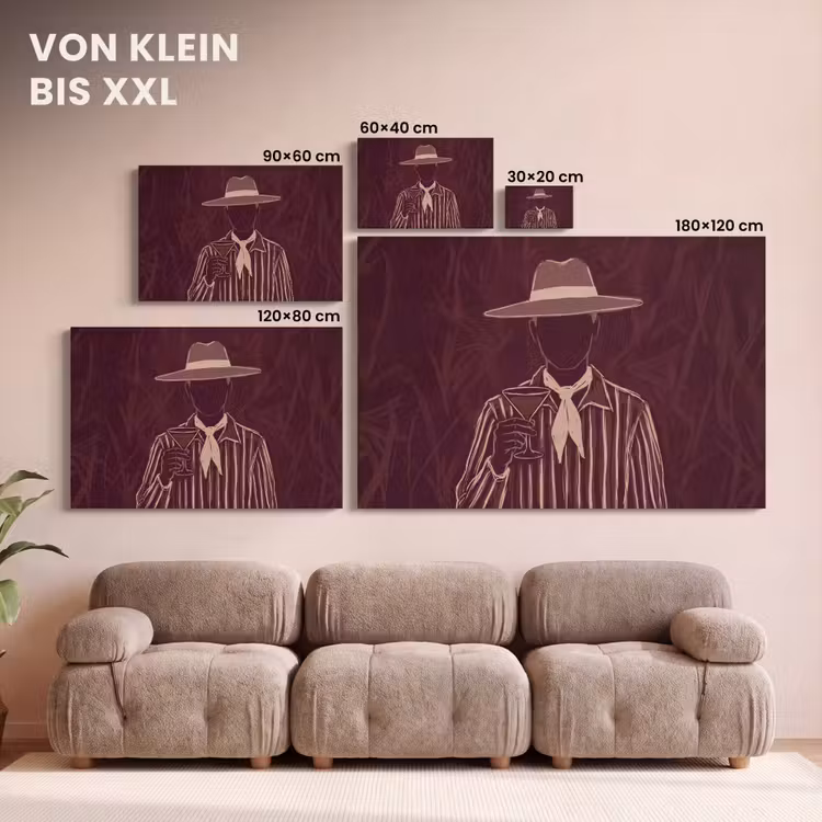 Mens - Hoed - Cocktail - Abstract - Bruin canvas 2cm klein -Xsfeer8_DE