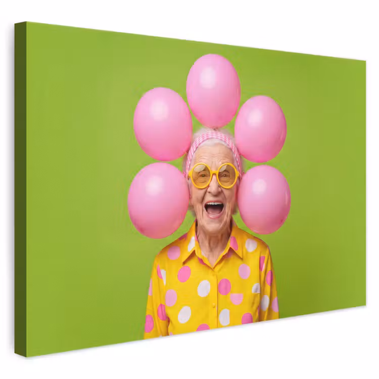 Mens - Ballonnen - Feest - Kleurrijk - Roze canvas 2cm klein -3d