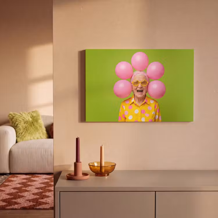 Mens - Ballonnen - Feest - Kleurrijk - Roze canvas 2cm klein -sfeer1