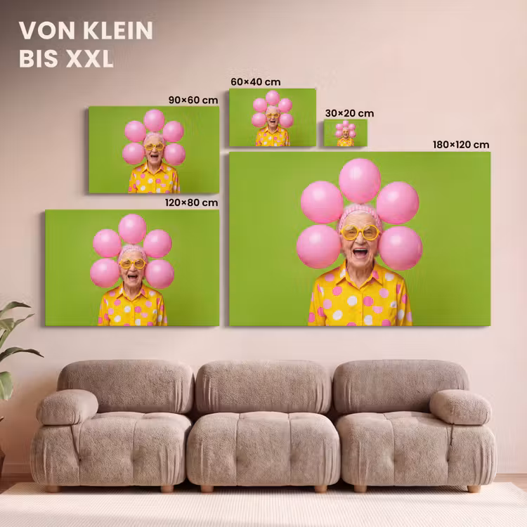 Mens - Ballonnen - Feest - Kleurrijk - Roze canvas 2cm klein -Xsfeer8_DE