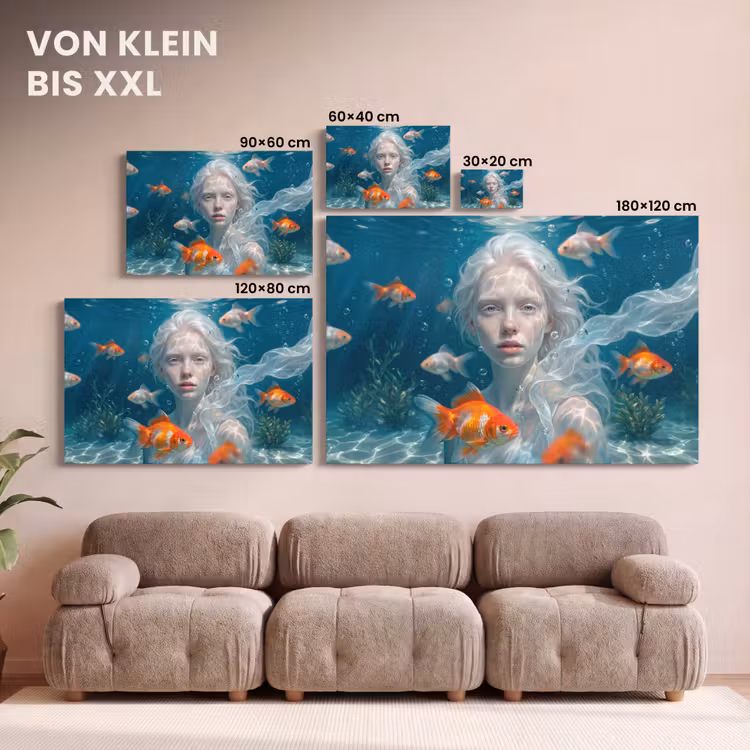 Mens - Onderwater - Vis - Modern - Blauw canvas 2cm klein -Xsfeer8_DE