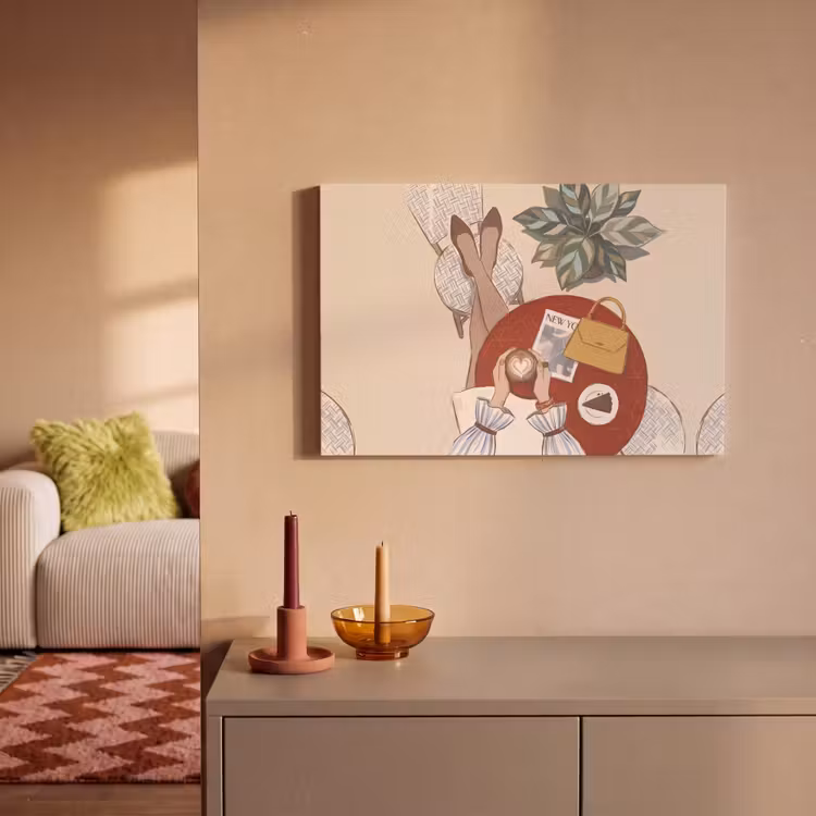 Mensen - Cafe - Koffie - Stadsleven - Modern canvas 2cm klein -sfeer1