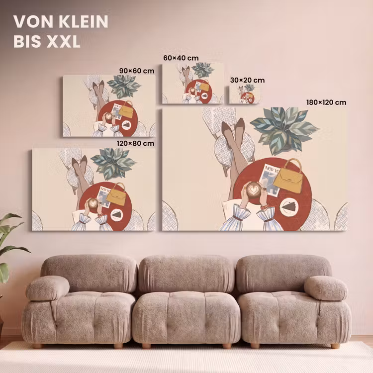 Mensen - Cafe - Koffie - Stadsleven - Modern canvas 2cm klein -Xsfeer8_DE