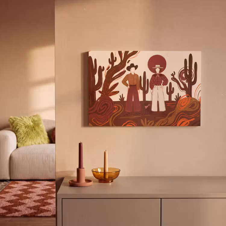 Mensen - Cowboykleding - Westerse stijl - Illustratie - Bruin canvas 2cm klein -sfeer1