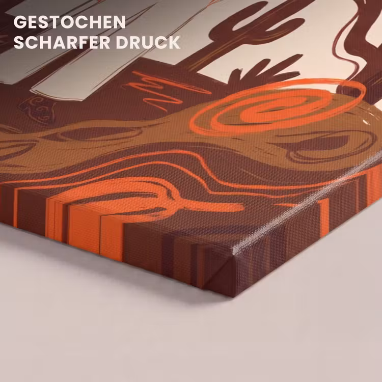 Mensen - Cowboykleding - Westerse stijl - Illustratie - Bruin canvas 2cm klein -closeup_print_DE