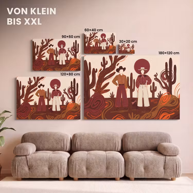 Mensen - Cowboykleding - Westerse stijl - Illustratie - Bruin canvas 2cm klein -Xsfeer8_DE