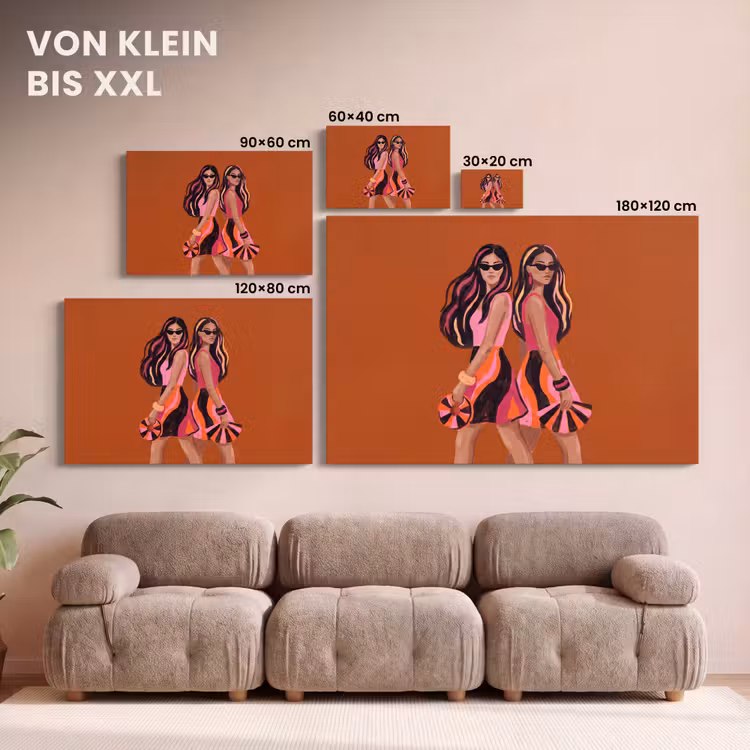 Mensen - Duo - Mode - Illustratie - Kleurrijk canvas 2cm klein -Xsfeer8_DE